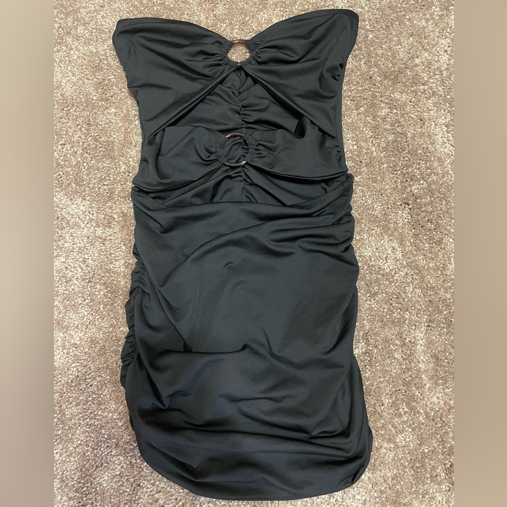 Black Ruched Tube Dress